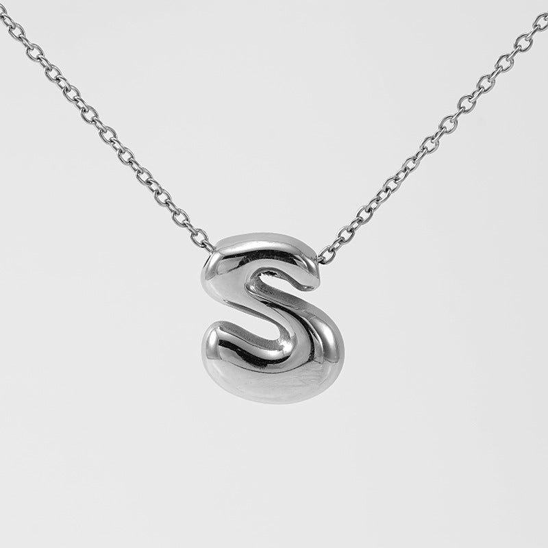 Wholesale Glossy bubble letter necklace for women 26 English letter pendants